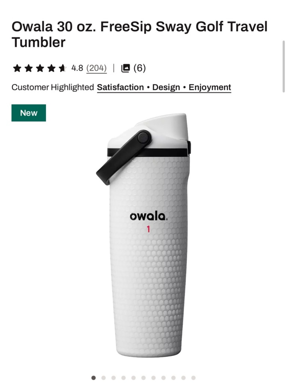 Owala 30 oz. FreeSip Sway Golf Travel Tumbler - White